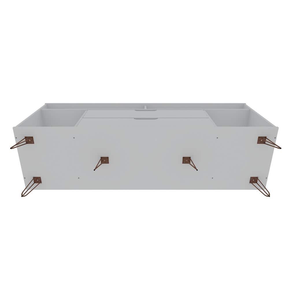 Mid-Century White Wood Media Cabinet with Splayed Metal Legs