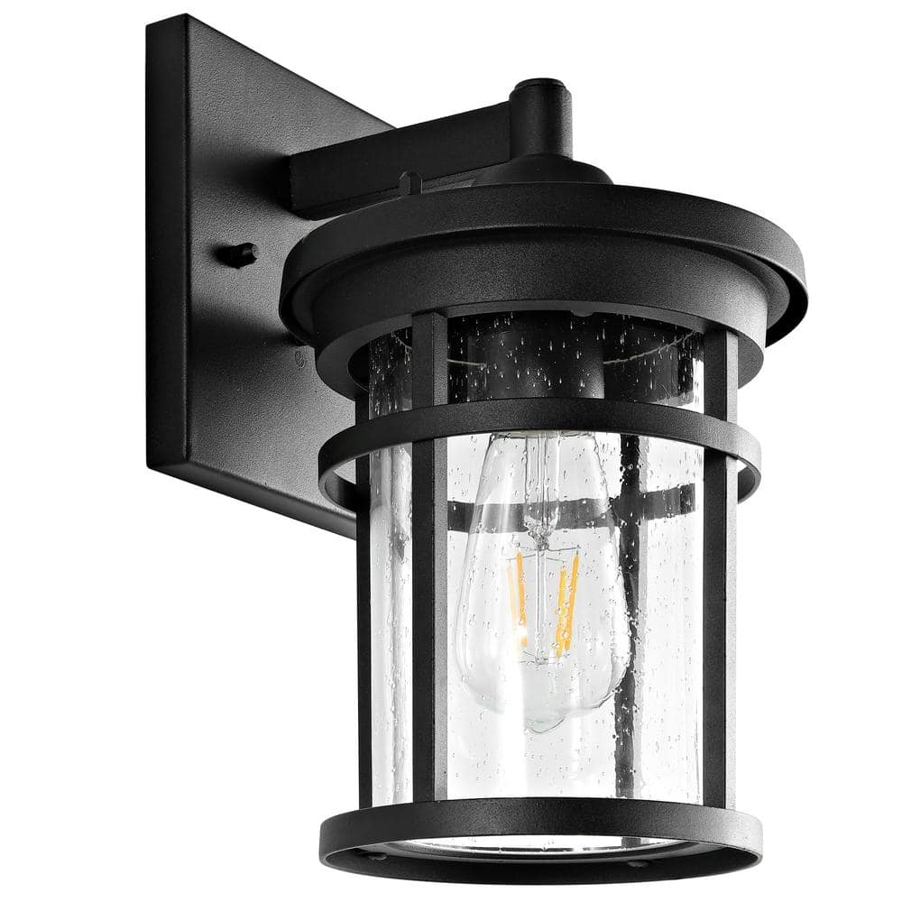 Elegant Black Metal Outdoor Wall Lantern with Clear Glass Shade