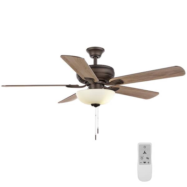 Hampton Bay Rothley II 52 in. Bronze LED Smart Ceiling Fan with Light and Remote Works with Google Assistant and Alexa