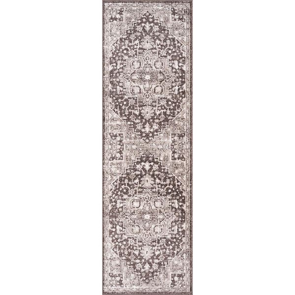 Tayse Rugs Magic Traditional Brown and Cream 2 ft. x 7 ft. Oriental Indoor Runner Rug