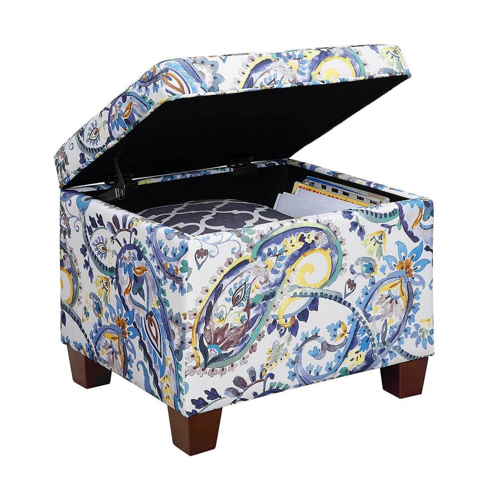 Madison 18'' Paisley Fabric Multi-Function Storage Ottoman