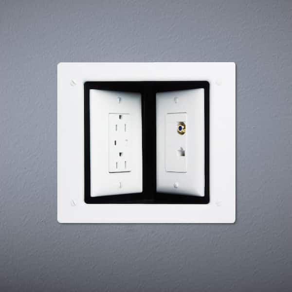 Pass & Seymour 2 Gang Recessed Steel Commercial TV Media Box , White