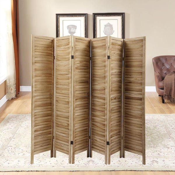 Unbranded 67.13 in. x 7.97 ft. Light Brown Sycamore Wood Decorative Screen Panel (Includes 6 Panels)