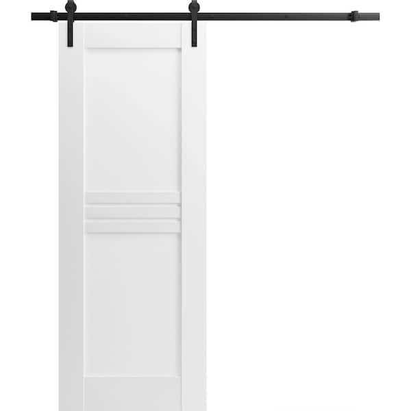 VDOMDOORS 24 in. x 80 in. 1 Panel White Solid MDF Sliding Barn Door with Hardware Kit