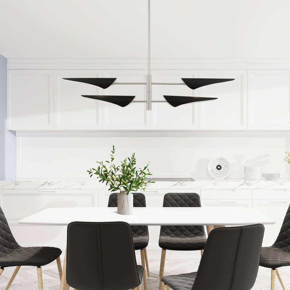 Brushed Nickel 4-Light Modern Pendant Chandelier
