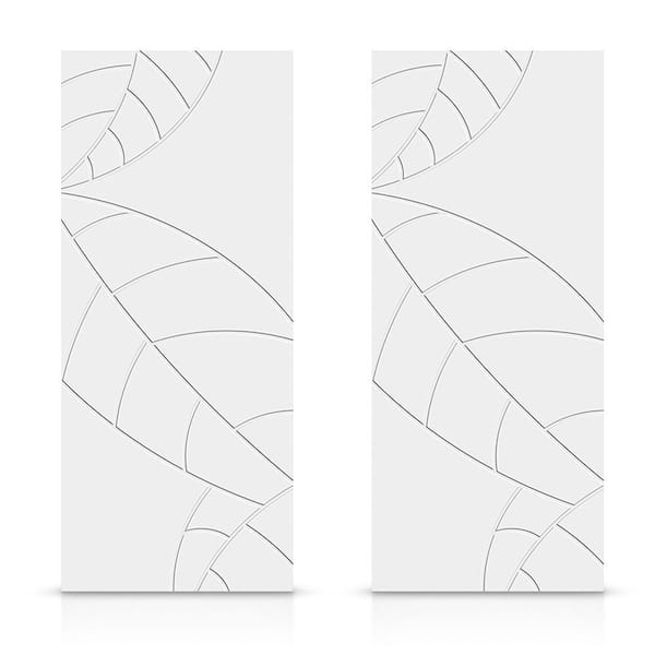 CALHOME 60 in. x 96 in. Hollow Core White Stained Composite MDF Interior Double Closet Sliding Doors