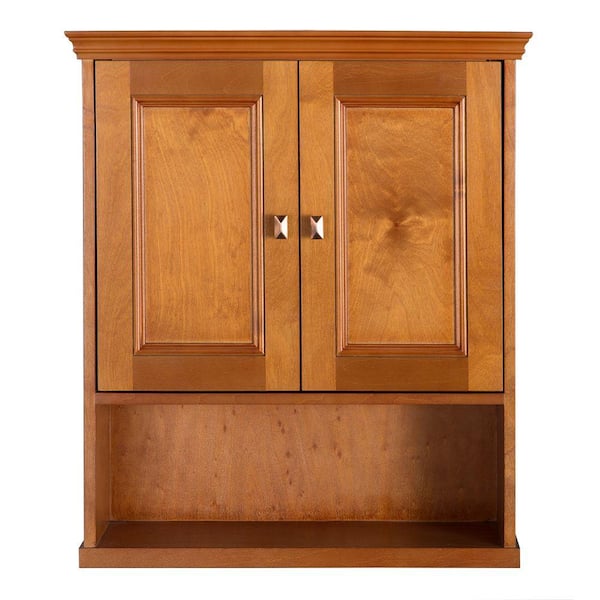 Bathroom Wall Cabinets Home Decorators Collection Exhibit 23-3/4 in. W Bathroom Storage Wall  Cabinet in Rich Cinnamon-TRIW2427 - The Home Depot
