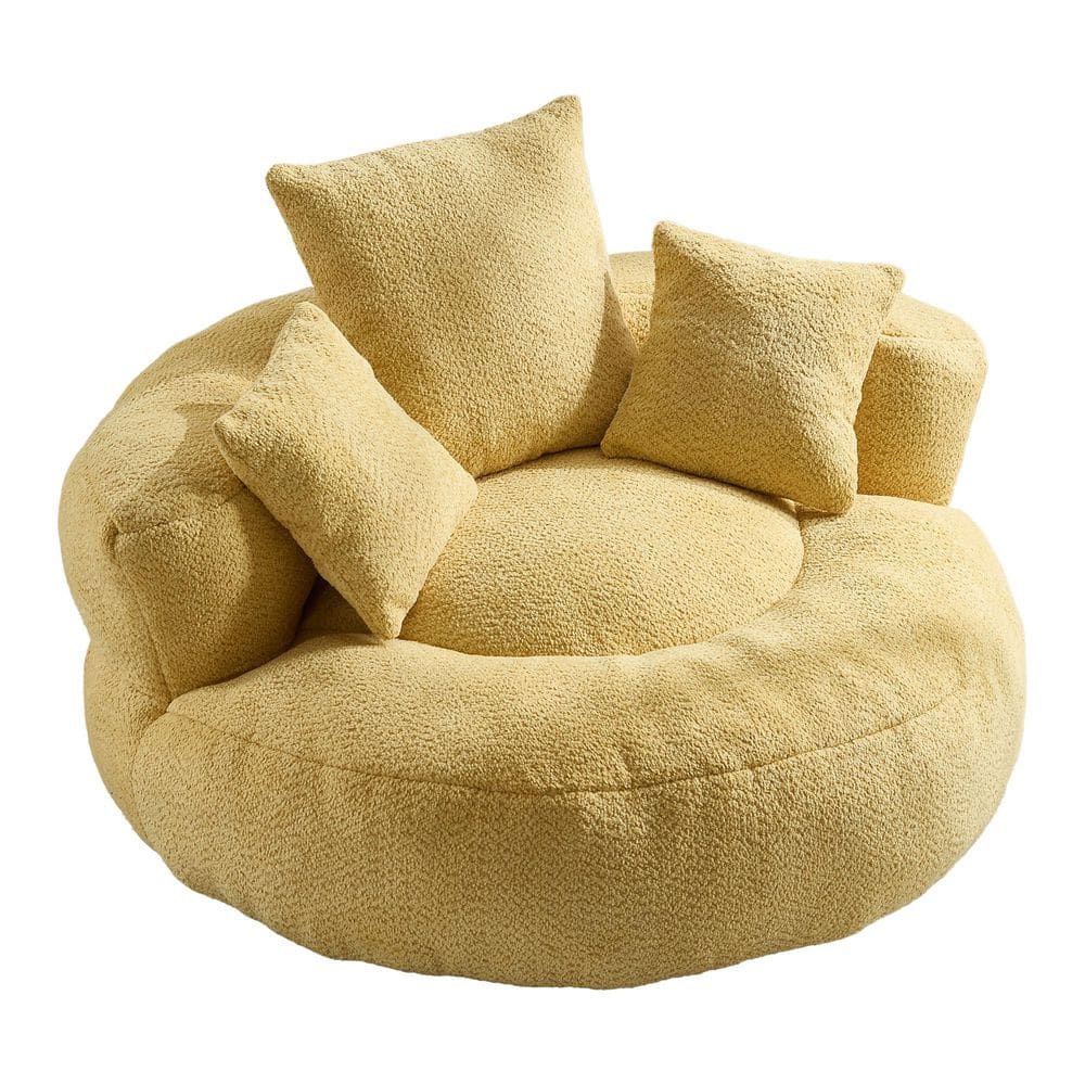Modern Comfy Yellow Chenille Upholstery Bean Bag Round Accent Arm Chair price history on PriceWatchPro