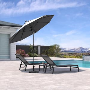 9 ft. Octagon Aluminum Auto-Tilt Outdoor Patio Market Umbrella in Gray