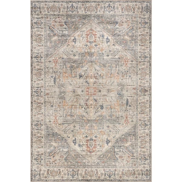 Vita SplashGuard Vintage Medallion Machine Washable Area Taupe 10 ft. x 14 ft. Indoor Area Rug