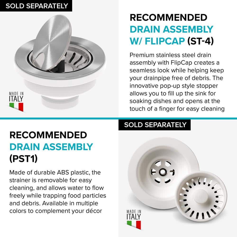 Turino 24" Gloss White Fireclay Drop-In Single Bowl Sink