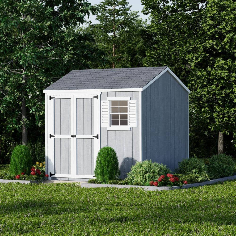 8x8 Dark Gray Wood Storage Shed with Windows and Floor