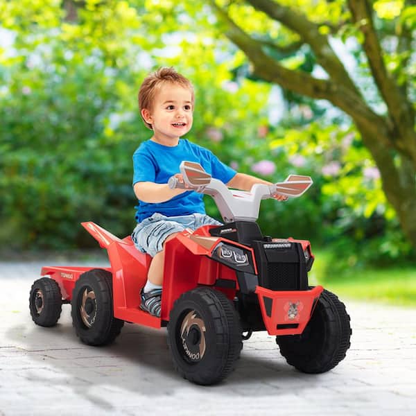 Clihome Red Electric Powered Car Children's Beach Buggy with Tow Bucket and Bluetooth