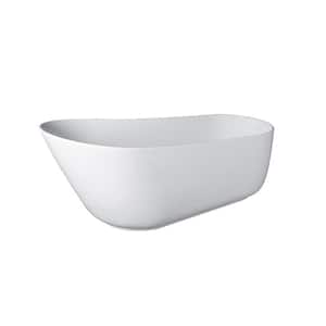 67 in. Stone Resin Small Size Flatbottom Non-Whirlpool Freestanding Artificial Stone Solid Surface Bathtub in White