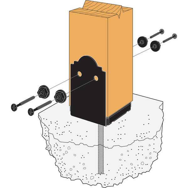 Simpson Strong-Tie APB66R Post Base - Black Powder Coated 6x6 Post Base For Outdoor Projects