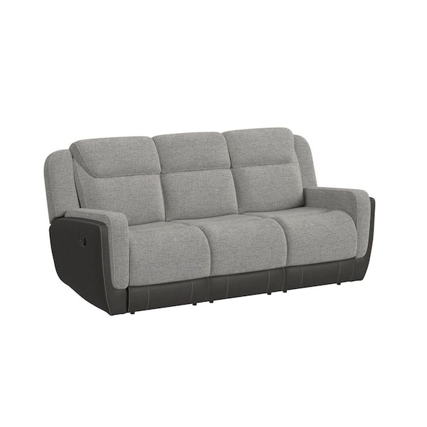 Picket House Furnishings Viper 86 in. Straight Arm Rectangle Polyester Motion Sofa in Rancho Grey