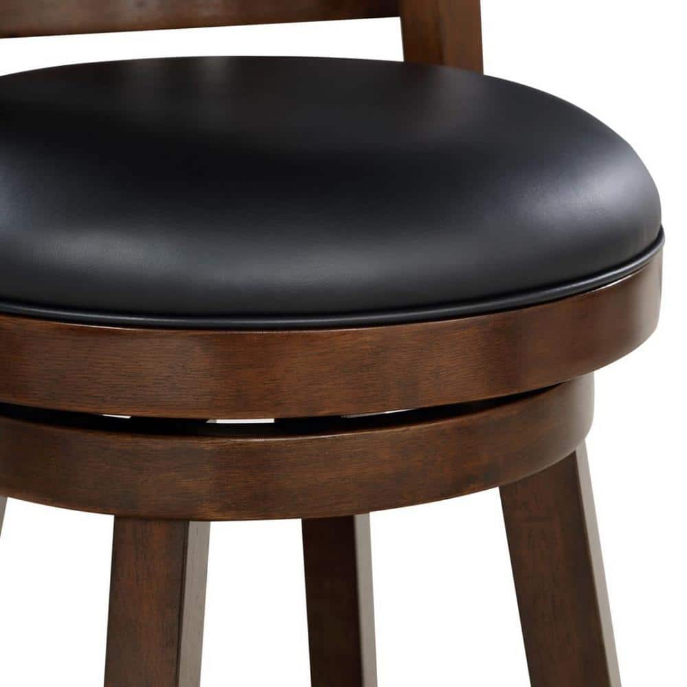 Cappuccino Brown Leather Swivel Barstool with Footrest