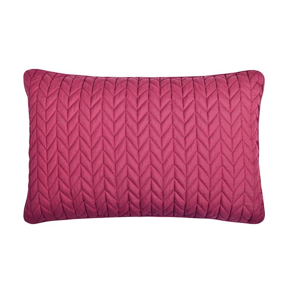 Unbranded Cabo Polyester Fuchsia Quilted Boudoir Decorative Throw Pillow 12X 20 in.