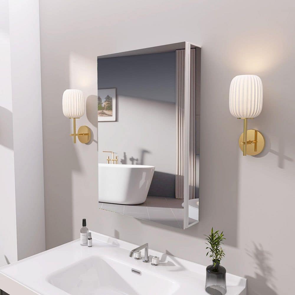 Blanc 20 in. W x 30 in. H Rectangular Aluminum Frameless White Medicine Cabinet with Mirrors Recessed or Surface Mount price history on PriceWatchPro