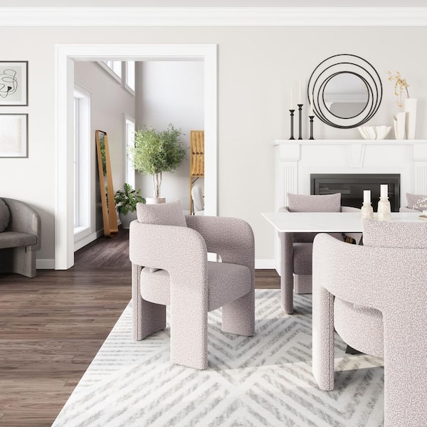 Melilla Misty Gray Textured Fabric Dining Chair