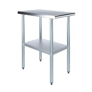 30 in. x 18 in. Stainless Steel Kitchen Utility Table with Adjustable Bottom Shelf