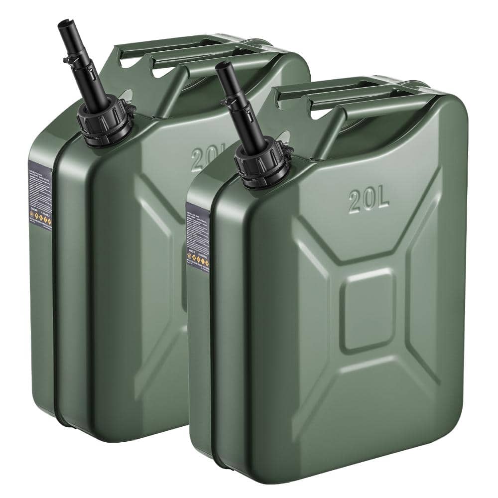 Metal Fuel Container 5.3 gal. 2-Pack, Can with Spout, Cold-Rolled Steel, 6 L/min, 14.2 x 7.1 x 20.1 in., Green price history on PriceWatchPro