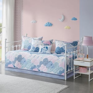 Bliss 6-Piece Blue Cotton Reversible Daybed Bedding Set