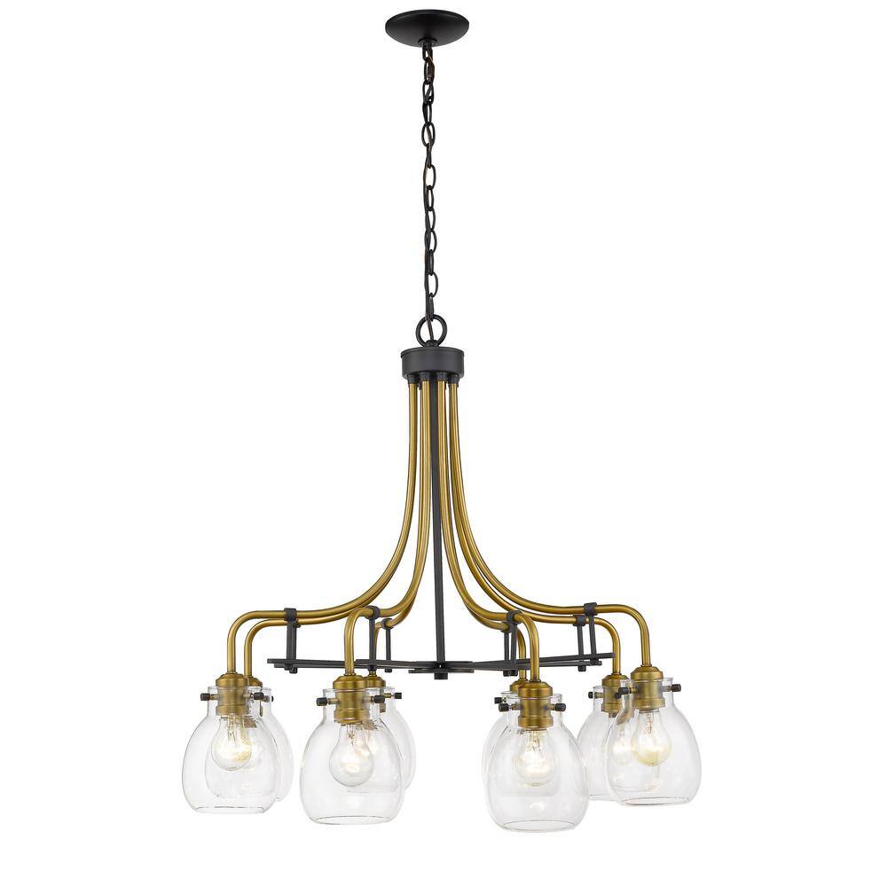 Kraken 28'' Industrial Clear Glass & Olde Brass Chandelier