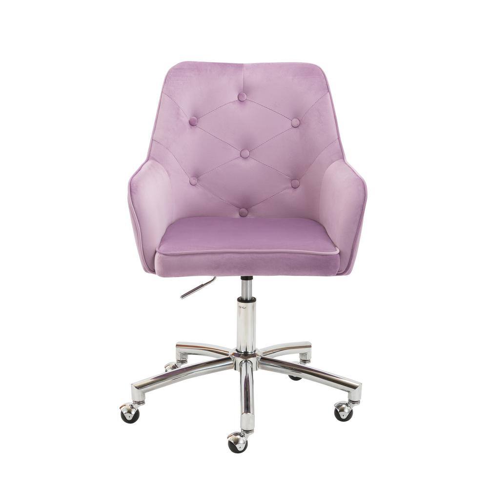 HOMEFUN Lavender Velvet Home Office Tufted Adjustable Height Task Chair with Wheels-HFHDOF-008PR 