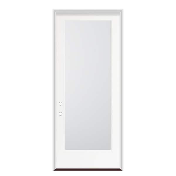 36 in. x 96 in. Right-Hand/Inswing Full Lite Direct Glazed Smooth Fiberglass Prehung Door w/ PVC Frame and PVC Brickmold