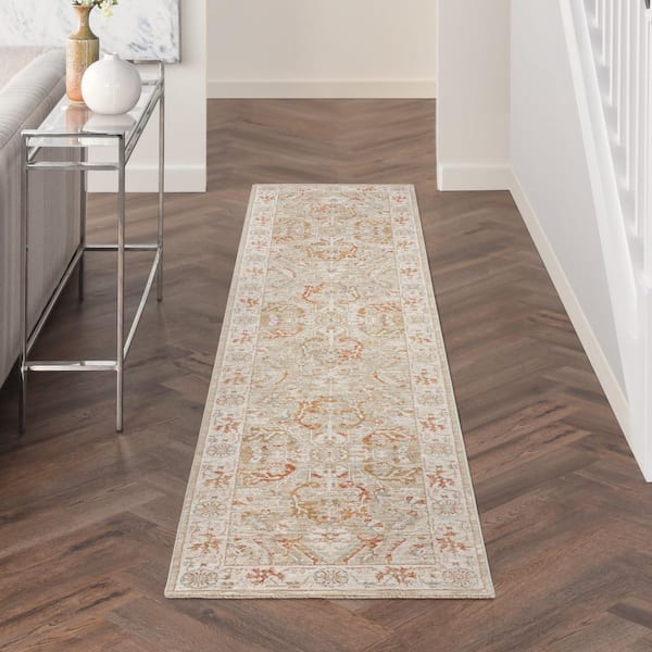 Asher Sage Ivory 2 ft. x 10 ft. All-over design Traditional Runner Area Rug