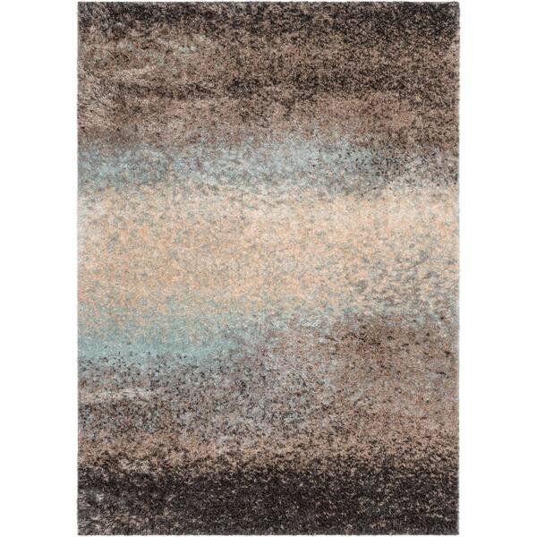 Well Woven Canyon Kynlee Abstract Modern Hand-Carved Shag Grey 7 ft. 10 in. x 9 ft. 10 in. Area Rug