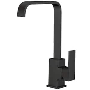 Canal Single Handle Single Hole Standard Kitchen Faucet with Swivel Spout in Matte Black