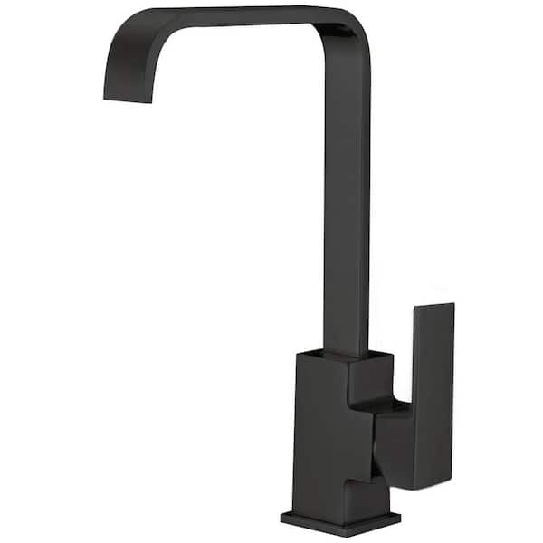 Eisen Home Canal Single Handle Single Hole Standard Kitchen Faucet with Swivel Spout in Matte Black
