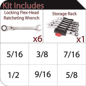 100-Position Chrome Flex Lock Ratcheting SAE Combination Wrench Set (6-Piece)