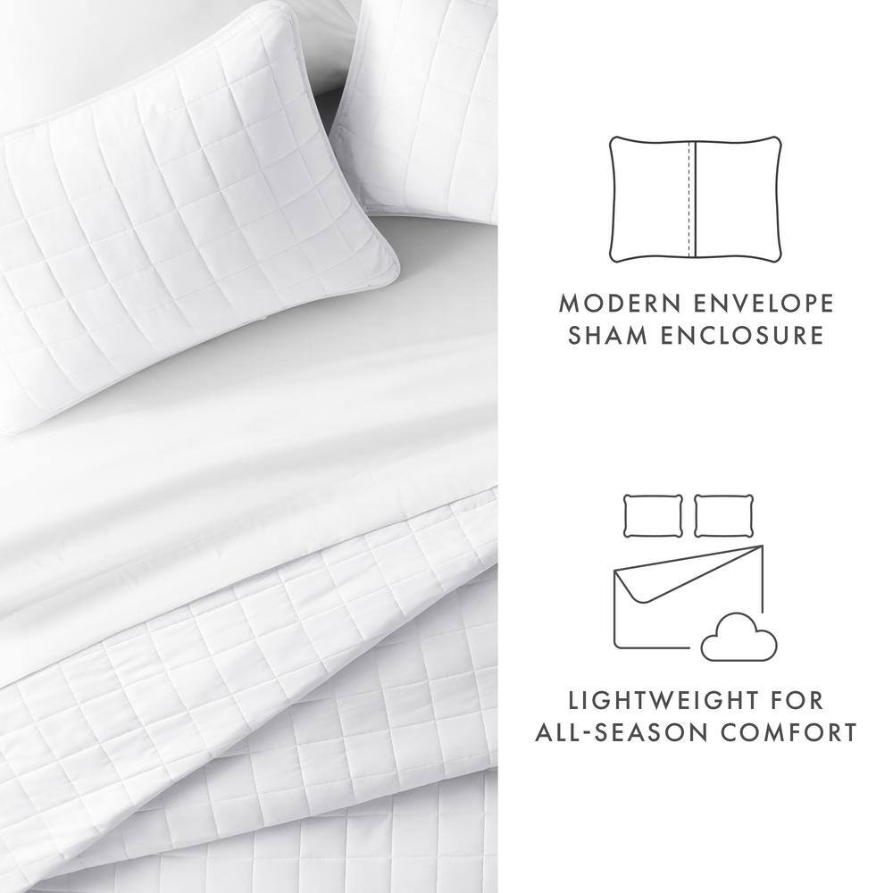 White Twin Microfiber Quilt Set with Pillow Sham