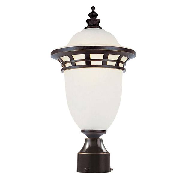 Bel Air Lighting Stephano 1-Light Bronze Outdoor Post Mount Lantern with Frosted Glass