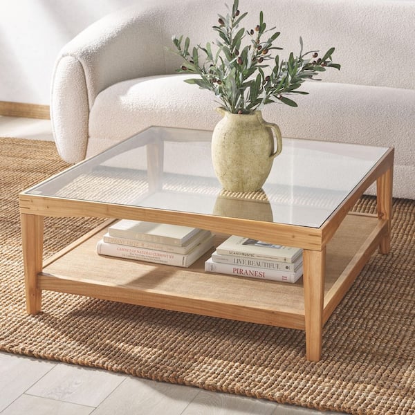 Nicolella 40 in. Natural Square Glass Coffee Table