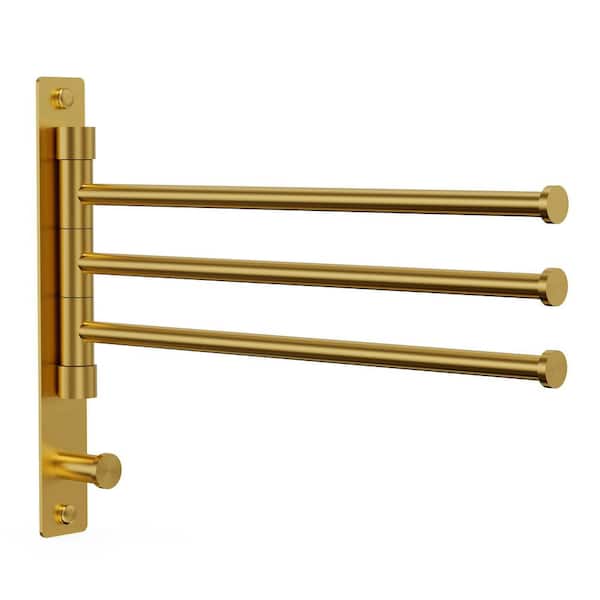 Brushed Gold Towel Rack Wall Mounted Rotating Towel Rack, 1.0 GPM SUS304 Stainless Steel Towel Bar, Space Saving