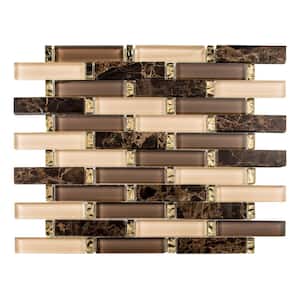 Saga Adventure Tan/Brown 13-1/4 in. x 11-3/4 in. Rectangle Smooth Glass/Stone Mosaic Tile (5.4 sq. ft./Case)