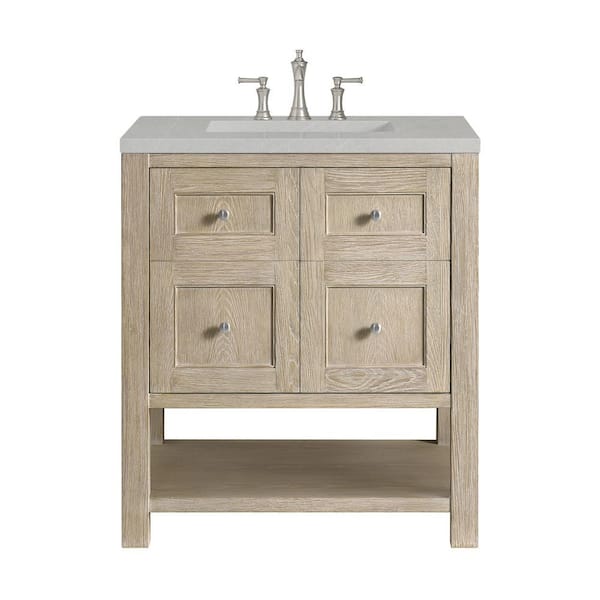 James Martin Vanities Breckenridge 30.0 in. W x 23.5 in. D x 34.18 in. H Single Bathroom Vanity Whitewashed Oak and Eternal Serena Quartz Top