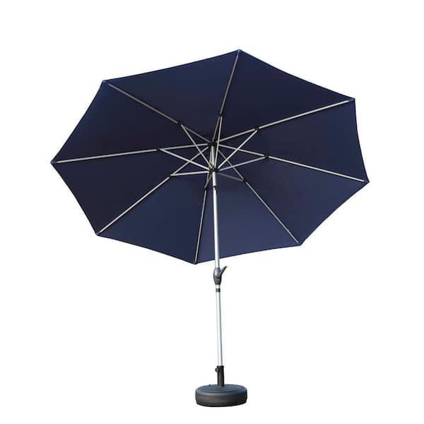 9 ft. Navy Blue Patio Umbrella in with Push Button Tilt and Crank