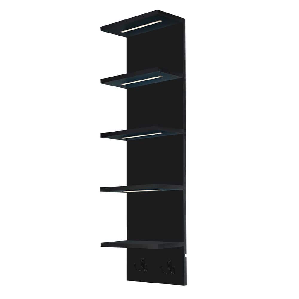 LED Light Display Shelf, 11.75 in. W x 7 in. D Black MDF Decorative Wall Sh