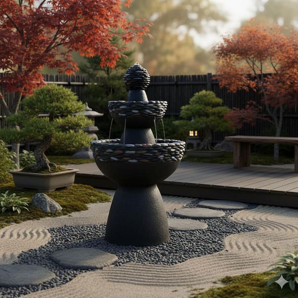 Fontaine新品3個 Teamson Home 36.5 in. Electric Polyresin 3-Tier Zen-Style Tiered
