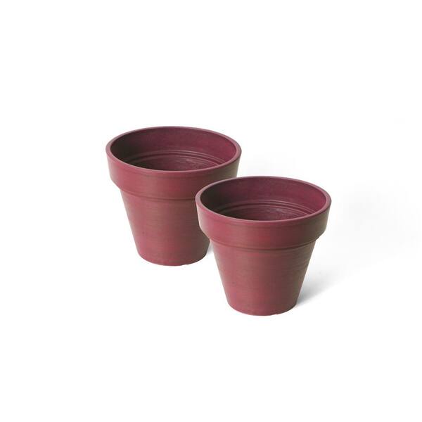 Algreen Valencia 8 in. Round Banded Spun Purple Polystone Planter (2-Pack)