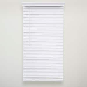 White Cordless Room Darkening Venetian Faux Wood Blinds with 2 in. Slats - 30.5 in. W. x 48 in. L