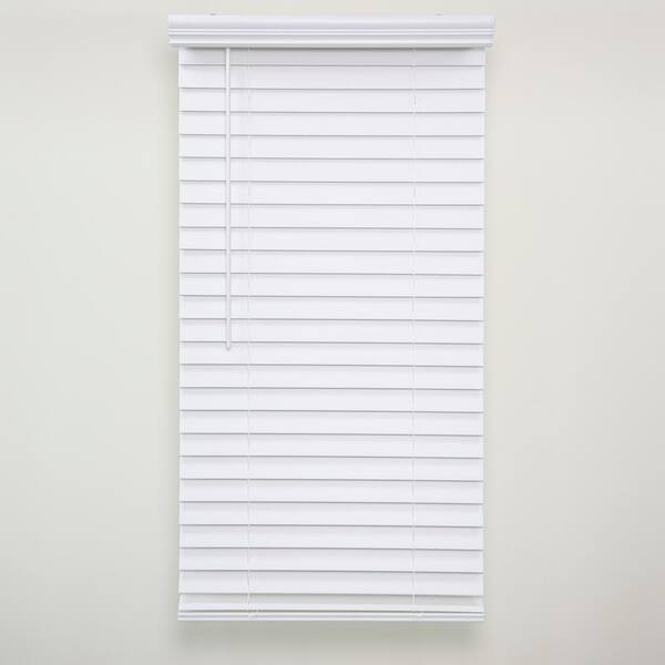 Eclipse White Cordless Room Darkening Venetian Faux Wood Blinds with 2 in. Slats - 33 in. W x 72 in. L