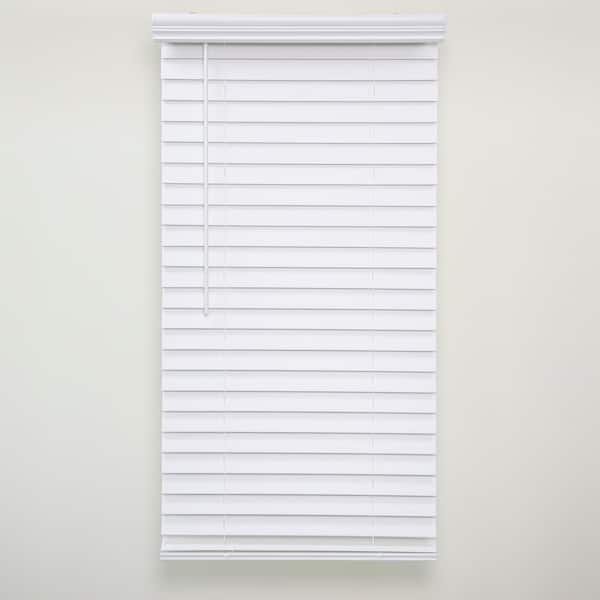 White Cordless Room Darkening Venetian Faux Wood Blinds with 2 in. Slats - 35 in. W x 72 in. L