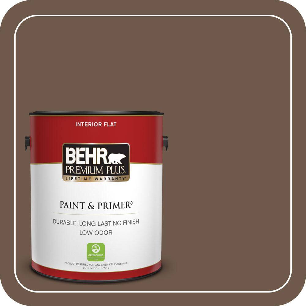 rustic tobacco paint BEHR PREMIUM PLUS 1 gal. #N230-7 Rustic Tobacco Flat Low Odor Interior  Paint & Primer 130001