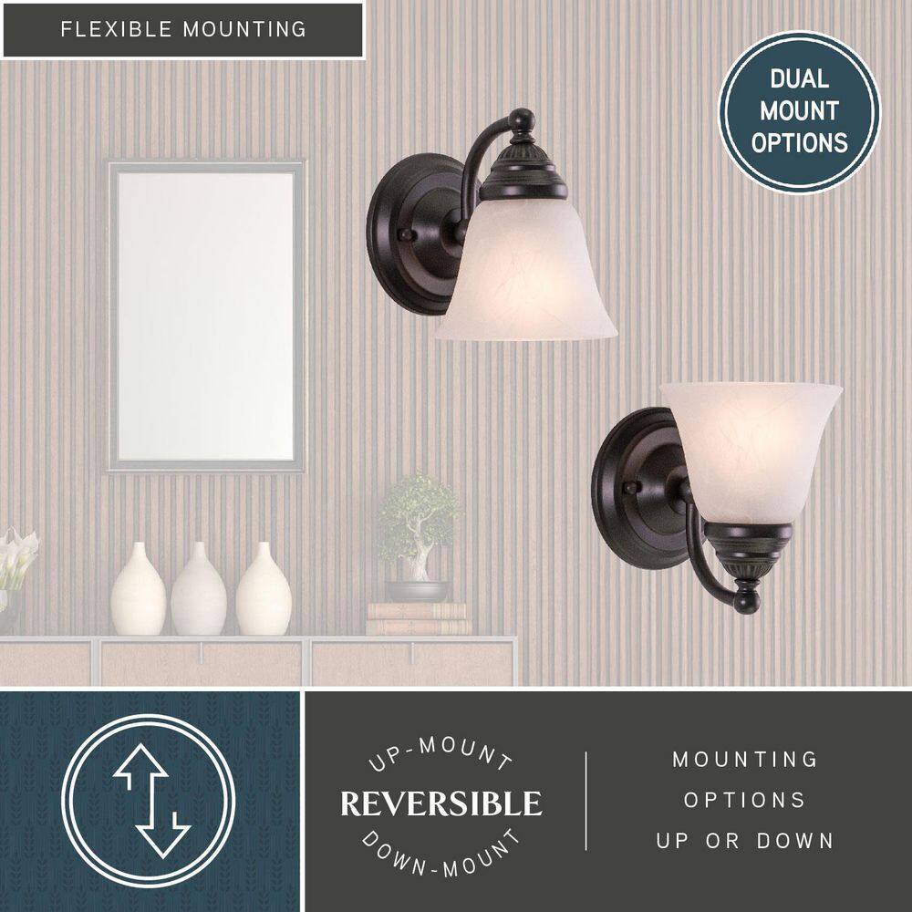 Standford Bronze Vanity Light with Alabaster Glass Shade